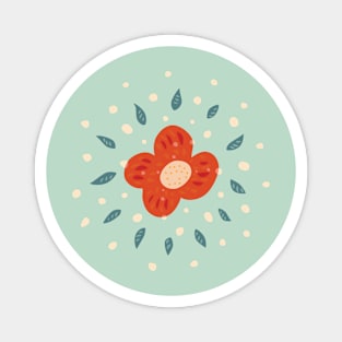 Simple Pretty Orange Flower Magnet